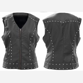 Ladies Leather Black Vest